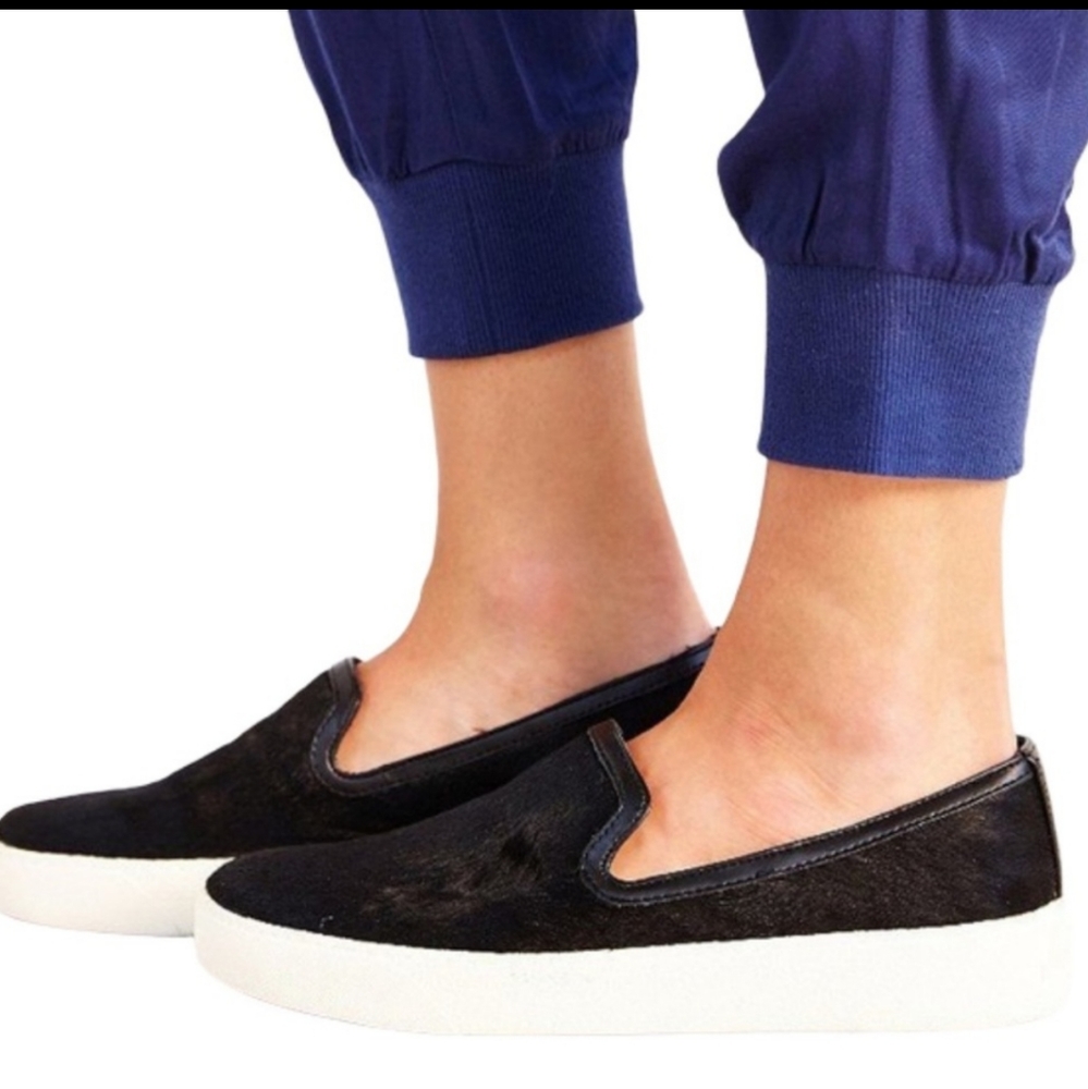 Sam Edelman Becker Black Calf Hair Slip-On Sneaker